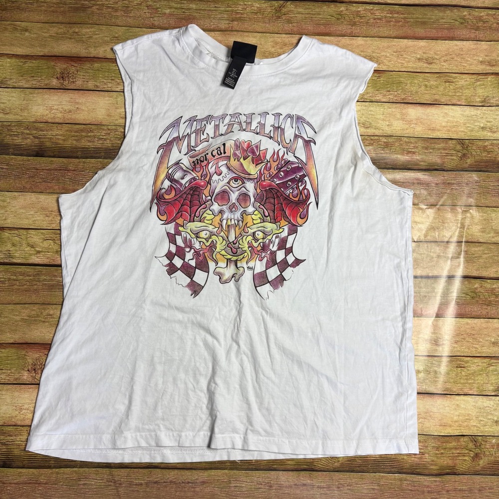 H&M Metallica "Nor Cal" Tank Top • White Pushead Skull Band Vest • Large